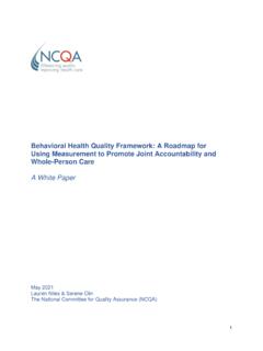 Behavioral Health Quality Framework: A Roadmap for Using ...
