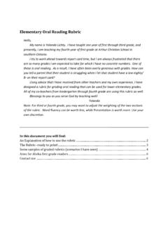 Elementary Oral Reading Rubric