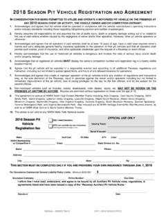 2018 Season Pit Vehicle Registration and Agreement