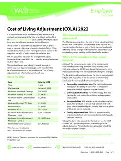 Cost of Living Adjustment (COLA) 2022 - WCB