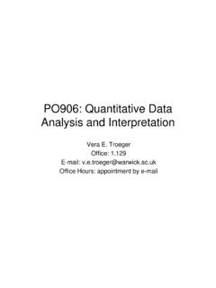 PO906: Quantitative Data Analysis and Interpretation - Warwick