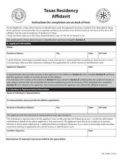 DL-5 - Texas Residency Affidavit