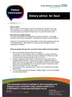 Patient Information Dietary advice for Gout