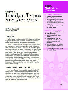 Chapter 8 Insulin: Types - Denver, Colorado