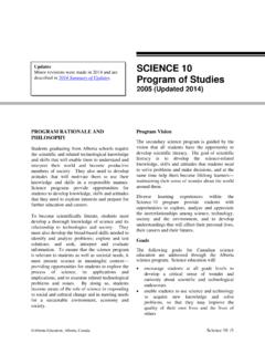 SCIENCE 10 Program of Studies - Alberta Education
