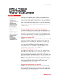 ORACLE PROCESS MANUFACTURING PRODUCT …