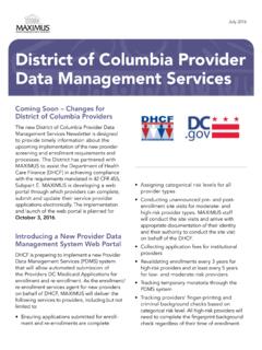 District of Columbia Provider Data Management Services