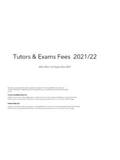 Tutors &amp; Exams Fees 2021/22