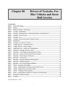 Chapter 80 Drivers of Taxicabs, For- Hire Vehicles and ...