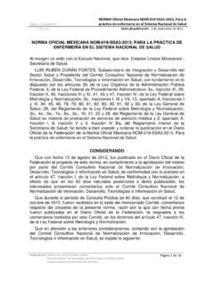 NORMA Oficial Mexicana NOM-019-SSA3-2013, Para la …