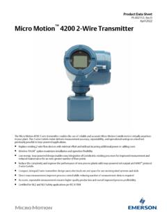 Product Data Sheet: Micro Motion 4200 2-Wire Transmitter
