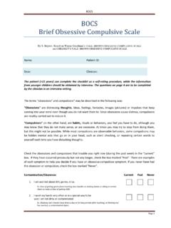 BOCS Brief Obsessive Compulsive Scale - memogen.se