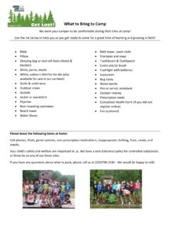 What to Bring to Camp - Green Lake Lutheran Ministries
