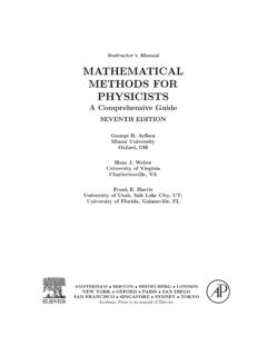 Instructor’s Manual MATHEMATICAL METHODS FOR …