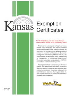 Exemption Certificates Pub. KS-1520 Rev. 11-15