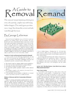 Removal A Guide to Remand - Federal Bar Association