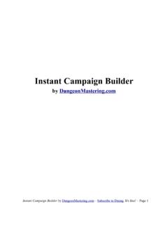 Instant Campaign Builder - Dungeon Mastering