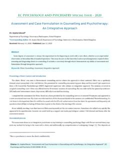 Assessment and Case Formulation in Counselling and ...