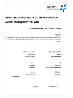 Sasol Group Procedure for Service Provider Safety ...