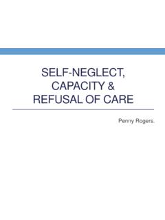 Self-Neglect, Capacity &amp; refusal of care