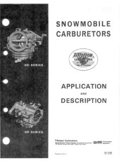 SNOWMOBILE CARBURETORS - Tillotson