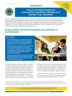 EVALUATING THE EFFECTIVENESS OF A DISTRICT’S EL …