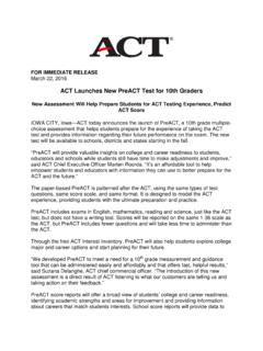 ACT Launches New PreACT Test for 10th Graders