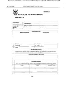 APPLICATION FOR A REGISTRATION CERTI FICArE