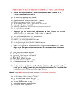 ACTIVIDADES DE REPASO ORACI&#211;N SUBORDINADA 4&#186; ESO ...