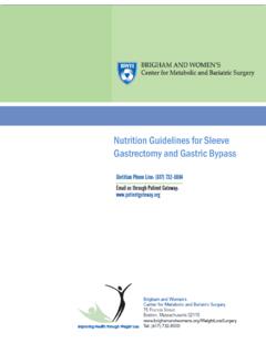 Nutrition Guidelines for Sleeve Gastrectomy and Gastric Bypass