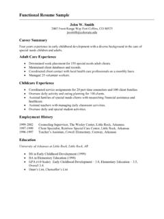 Functional Resume Sample - Colorado State University