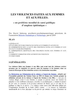 LES VIOLENCES FAITES AUX FEMMES ET AUX FILLES