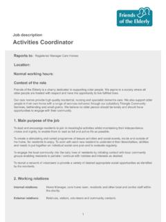 Activities Coordinator job description - Friends of the ...