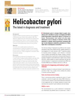 Helicobacter pylori - the latest in diagnosis and treatment