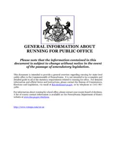 GENERAL INFORMATION ABOUT RUNNING FOR PUBLIC …