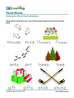 Plural words - printable kindergarten worksheet