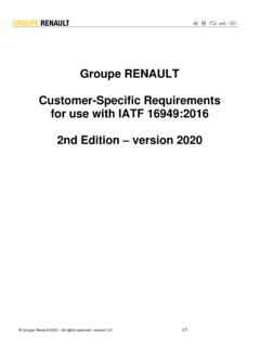 Groupe RENAULT Customer-Specific Requirements for use …