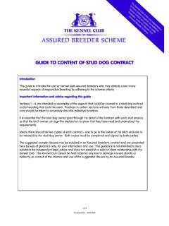 GUIDE TO CONTENT OF STUD DOG CONTRACT - The …