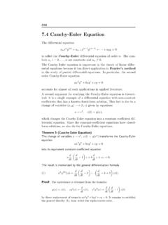 7.4 Cauchy-Euler Equation - University of Utah
