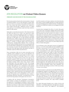 Resolution on Violent Video Games