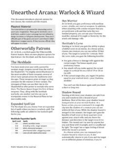 Unearthed Arcana: Warlock &amp; Wizard