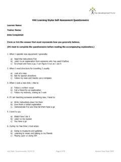 VAK Learning Styles Self-Assessment Questionnaire