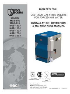 CAST IRON GAS FIRED BOILERS Models FOR FORCED HOT …