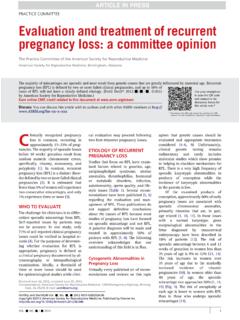Evaluation and Treatment of Recurrent Pregnancy Loss - …