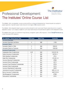 Professional Development: Institutes’ Online Course List