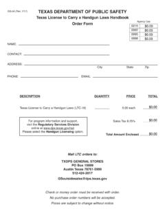 Agency Use Order Form - Texas Department of …