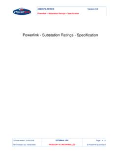 Substation Ratings Specification - Powerlink