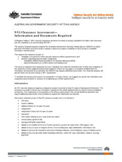 NV1 Clearance Assessment ... - Department of Defence
