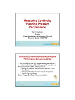 Measuring Continuity Planning Program …