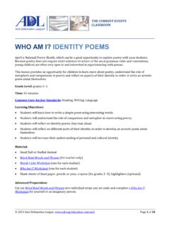 WHO AM I? IDENTITY POEMS - Anti-Defamation League